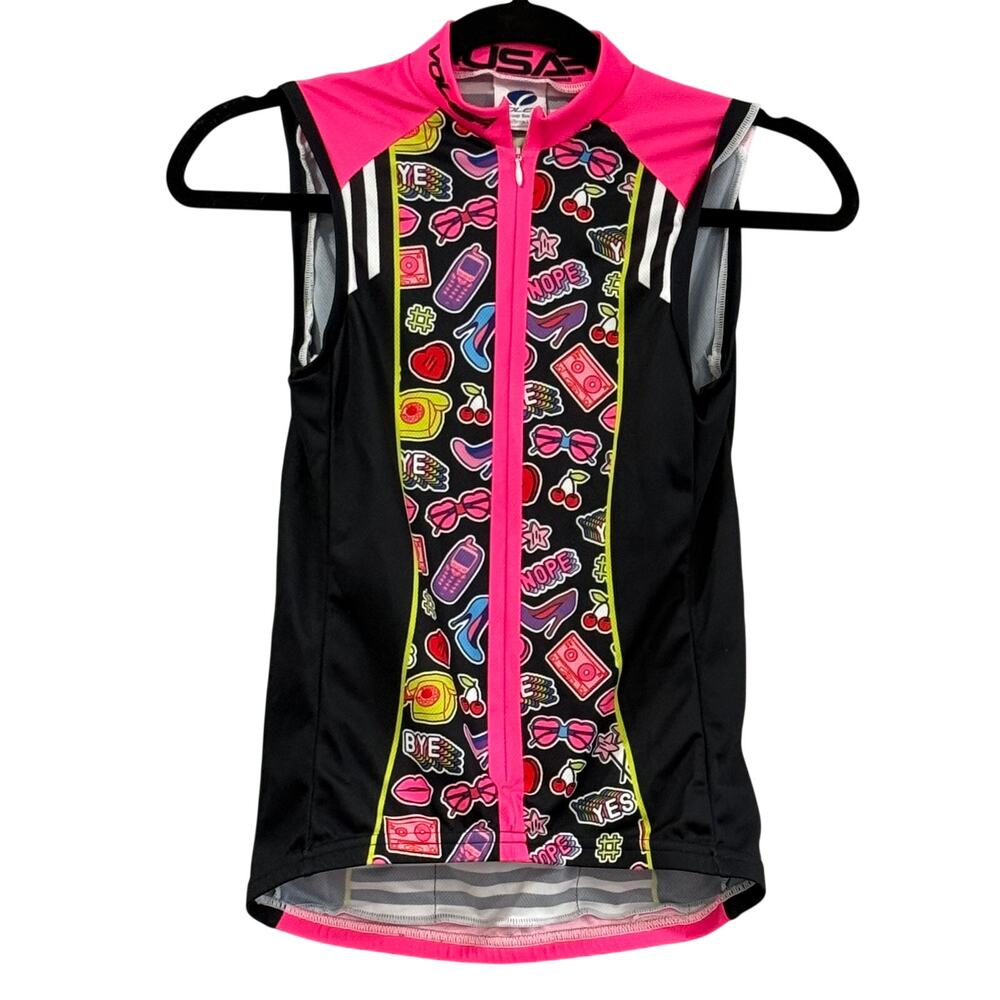 Voler USA Cycling Jersey Full Zip Kawaii Pop Art Sleeveless Biker Race Womens XS